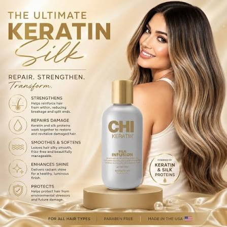 سرم کراتین و ابریشم CHI Keratin Silk Infusion حجم 15 میل؛ سرم بدون آبکشی برای افزایش نرمی و درخشندگی، بهبود حالتپذیری و کمک به کنترل وز مو.