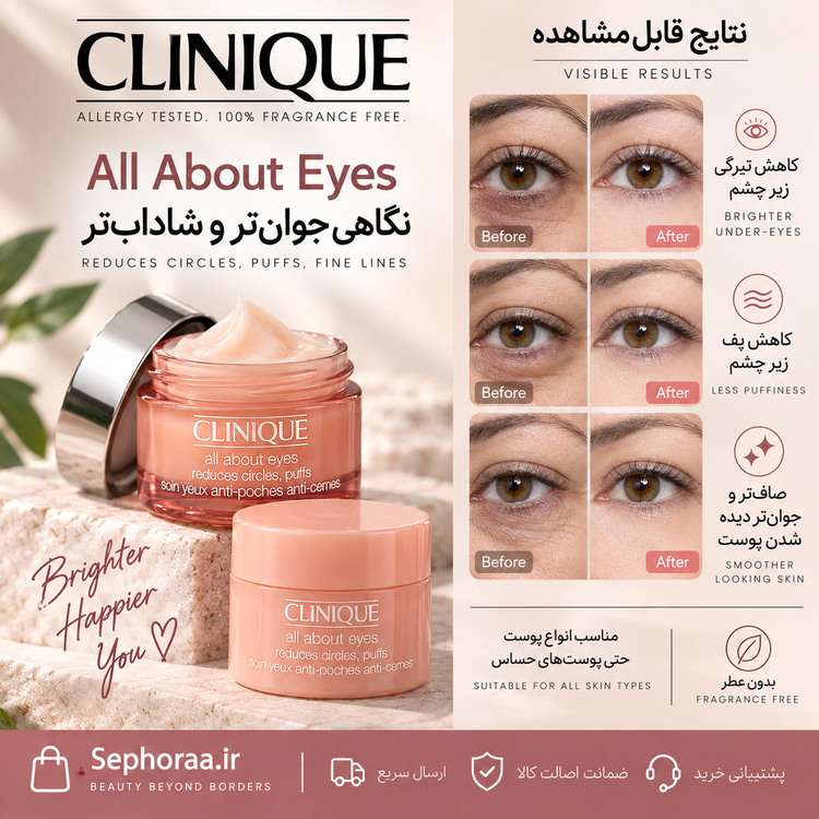 کرم دور چشم کلینیک All About Eyes حجم 15 میل و 5 میل - اصل - بخشی از ست