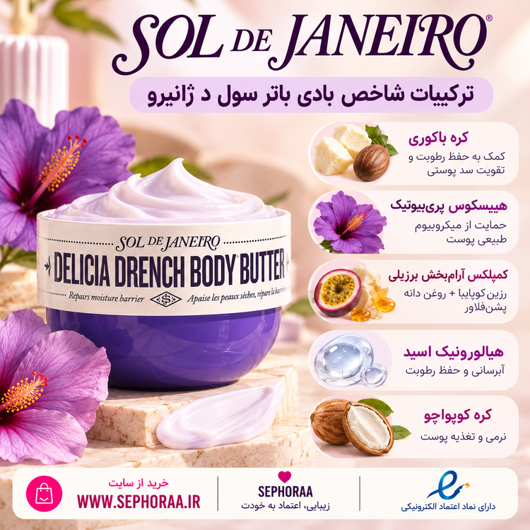 بادی باتر (کرم بدن ) سول د ژانیرو Delícia Drench Body Butter – حجم 75 میل